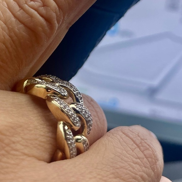 Pre-loved 14K Gold Cuban Link CZ Ring - Picture 9 of 11